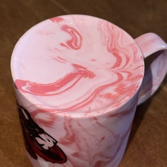 Pink & White Marble Mug With Spartan Warrior Design - Picture 3 of 5